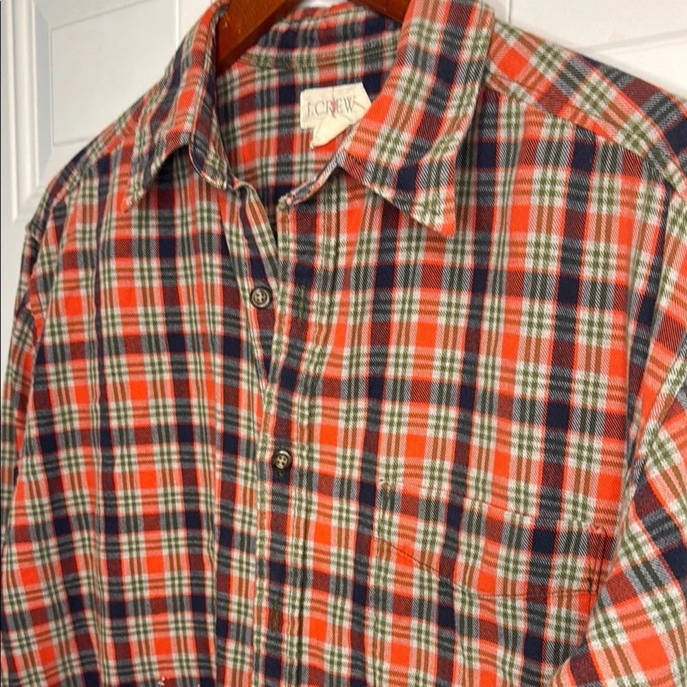 J. Crew Red and Blue Casual Button Down Shirt